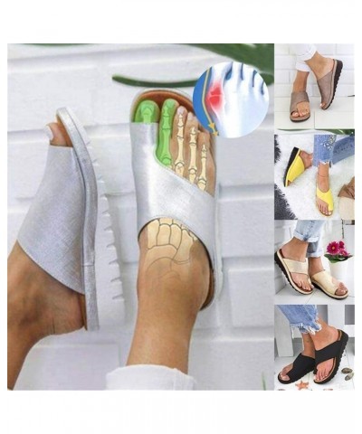 Orthopedic Bunion Corrector Sandals,Comfy Platform Flat Sole PU Leather Shoes for Women (Gold,7-7.5) Yellow 8.5-9 $15.90 Sandals