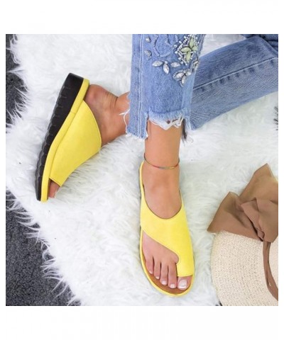 Orthopedic Bunion Corrector Sandals,Comfy Platform Flat Sole PU Leather Shoes for Women (Gold,7-7.5) Yellow 8.5-9 $15.90 Sandals