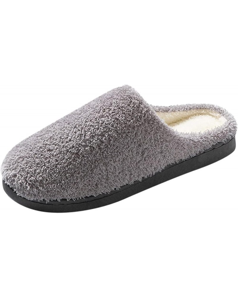 Women's Home Slippers Round Head Open Toes Flat Bottom Comfortable Cotton Linen House Slippers D-grey $14.74 Slippers