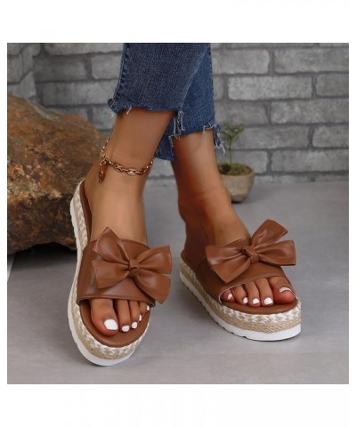 Women's Heeled Sandals Walking Beach Women's Athletic Outdoor Slides Fashion Chunky Block Heels Brown $13.91 Outdoor Shoes