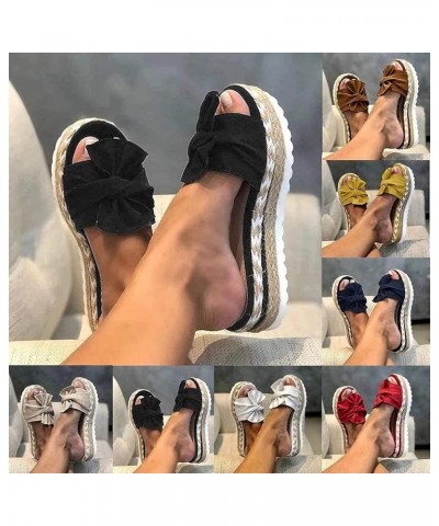 Women Summer Beach Sandals Shoes Anti-Slip Slipper Summer Beach Bow Slip on Sandals Summer Open Toe Beach Travel Fashion Slip...