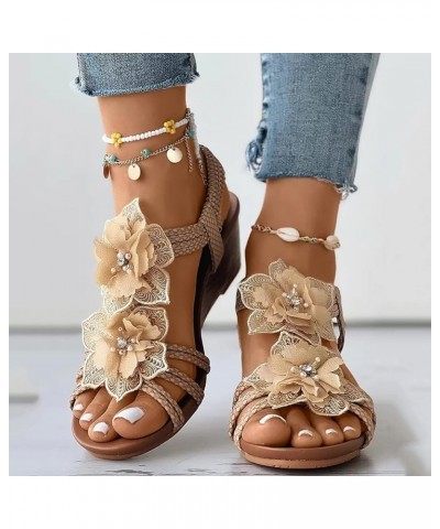 Flat Sandals, Women's Summer Wedges Sandals With Diamond Beads Jewelry Bohemian Style Z 15-yellow $12.41 Athletic Shoes