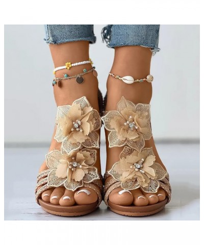 Flat Sandals, Women's Summer Wedges Sandals With Diamond Beads Jewelry Bohemian Style Z 15-yellow $12.41 Athletic Shoes