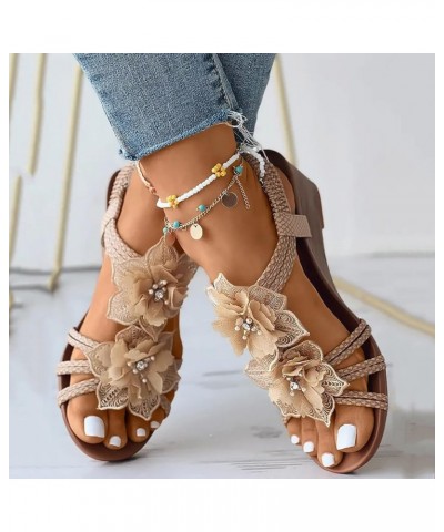 Flat Sandals, Women's Summer Wedges Sandals With Diamond Beads Jewelry Bohemian Style Z 15-yellow $12.41 Athletic Shoes