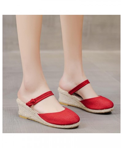 Fashion Summer Wedges Sandals For Women Retro Butterfly Embroidery Open Toe Buckle Strap Ladies Espadrilles Casual Vintage Co...