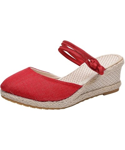 Fashion Summer Wedges Sandals For Women Retro Butterfly Embroidery Open Toe Buckle Strap Ladies Espadrilles Casual Vintage Co...