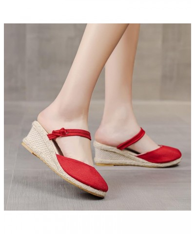 Fashion Summer Wedges Sandals For Women Retro Butterfly Embroidery Open Toe Buckle Strap Ladies Espadrilles Casual Vintage Co...