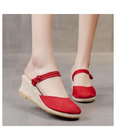 Fashion Summer Wedges Sandals For Women Retro Butterfly Embroidery Open Toe Buckle Strap Ladies Espadrilles Casual Vintage Co...