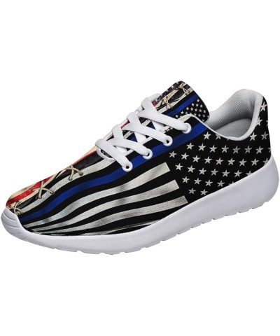 American Flag Shoes Womens Mens Road Running Shoes Tennis Walking Sneakers 4th of July Shoes Police Thin Blue Line American F...