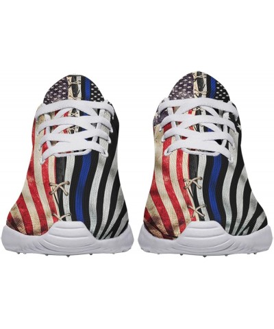 American Flag Shoes Womens Mens Road Running Shoes Tennis Walking Sneakers 4th of July Shoes Police Thin Blue Line American F...