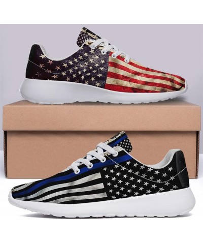 American Flag Shoes Womens Mens Road Running Shoes Tennis Walking Sneakers 4th of July Shoes Police Thin Blue Line American F...