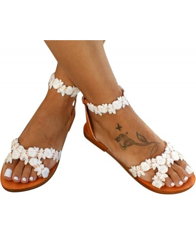 Sandals Girls' Flats Women Flip Flops Size 10 Slides For Women Platform Door Wedge Heeled Sandals For Women Dre White-f $10.5...