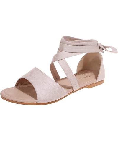 Strappy Sandals For Women Low Heel Casual Womens Sandals Women'S Sandals Wide Width Sandals For Women Strappy Sandals Khaki-i...