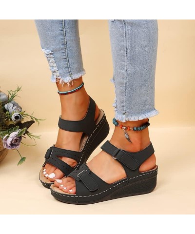 Wedge Sandals for Women with Arch Support Comfy Cushion Soft Sole Orthopedic Sandals with Hook Loop Ankle Strap Summer Outdoo...