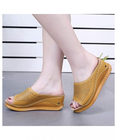 2023 Summer Womens Open Toe Espadrilles Dressy Platform Sandals Stylish Wedges Sandals Casual Daily High Heels Slipper Yellow...