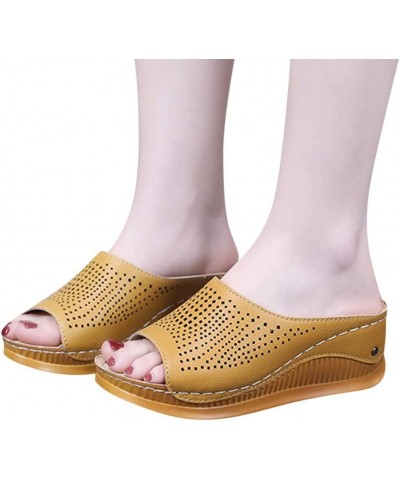 2023 Summer Womens Open Toe Espadrilles Dressy Platform Sandals Stylish Wedges Sandals Casual Daily High Heels Slipper Yellow...