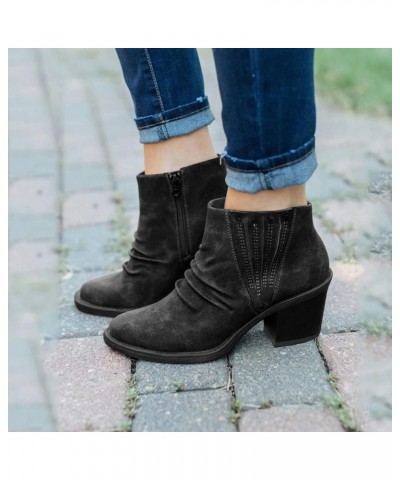 Womens Black Ankle Boots Wide Width Wide Width Booties Brown Women's Black Lace Up Low Heel Booties Women Ankle Boots Side Zi...