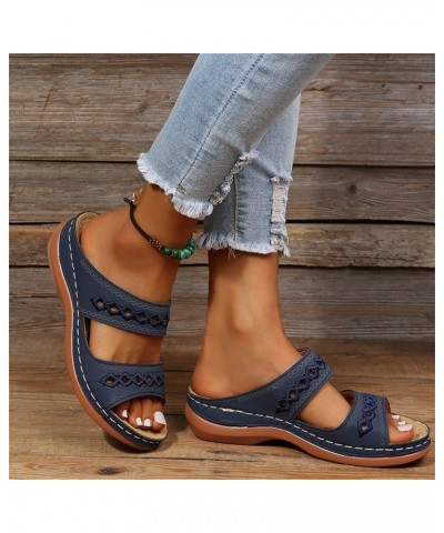 Orthopedic Sandals For Women Elegant Comfortable Dressy Casual Summer Arch Support Orthotic Slides Walking Shoes W-blue $14.8...