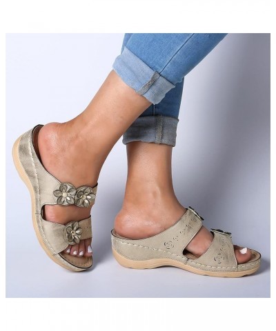 Sandals Women, Sandals Women Dressy Floral Sandals Breathable Open Toe Slip On Sandals Walking Slippers Light Gray $12.71 San...