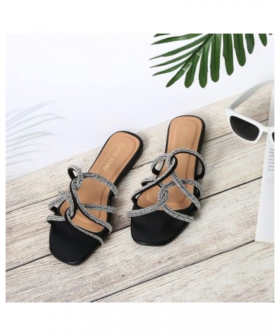 Flip Flops for Women Athletic Walking Thong Slippers Beach Rhinestone Sandal Summer Thong Sandals Black 6.5 $9.20 Sandals