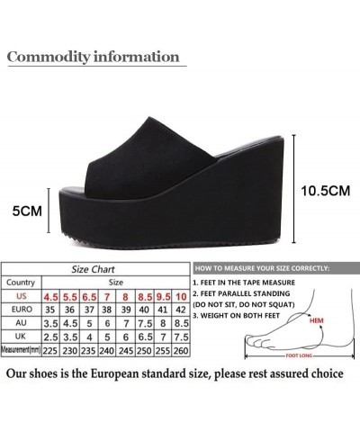 Summer Slip On Women Wedges Sandals Platform High Heels Fashion Open Toe Ladies Casual Shoes Comfortable (Color : Black Suede...