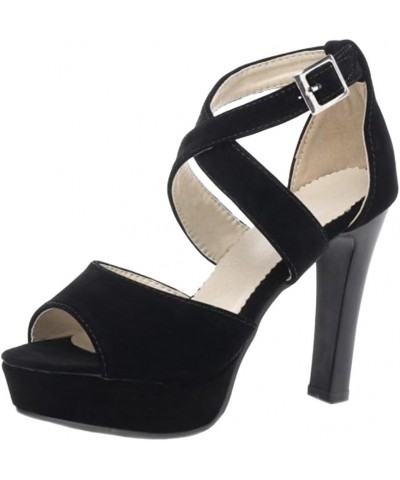 Women Dressy Sandals with High Heel and Open Toe Matt Black $22.34 Sandals