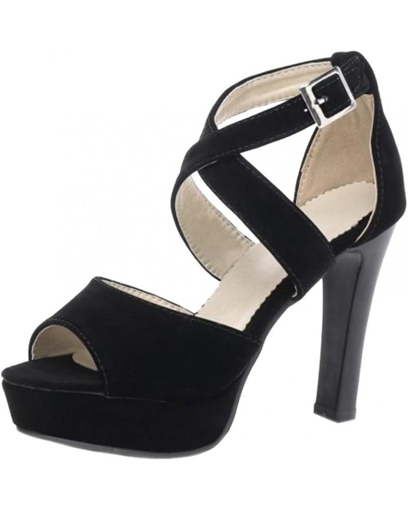 Women Dressy Sandals with High Heel and Open Toe Matt Black $22.34 Sandals