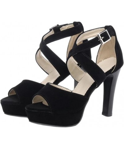 Women Dressy Sandals with High Heel and Open Toe Matt Black $22.34 Sandals