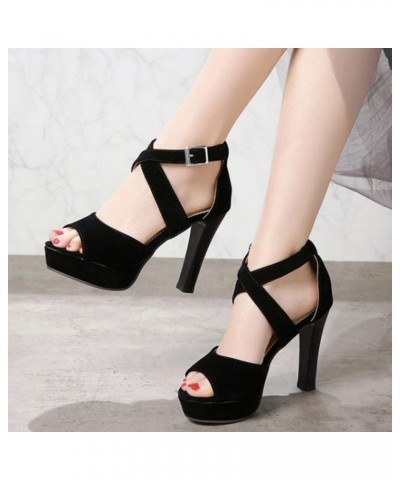 Women Dressy Sandals with High Heel and Open Toe Matt Black $22.34 Sandals