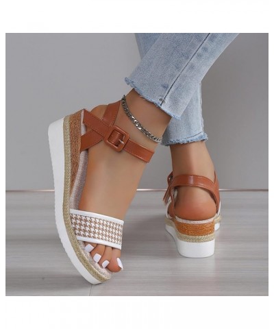 Women Sandals Wedge Cute Open Toe Casual Braided Upper Comfortable Fashion Slide 2024 Summer Beach Travel Shoes G6-white $14....