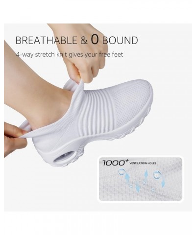 Slip On Breathe Mesh Walking Shoes Women Fashion Sneakers Comfort Wedge Platform Loafers White $16.25 Athletic Shoes