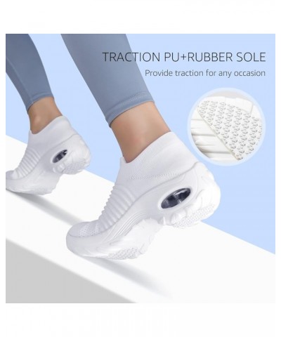 Slip On Breathe Mesh Walking Shoes Women Fashion Sneakers Comfort Wedge Platform Loafers White $16.25 Athletic Shoes