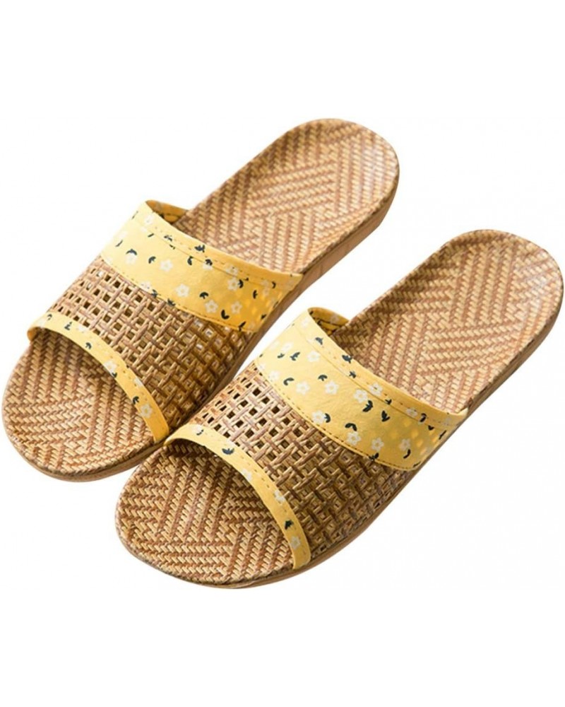 House Slippers Slippers Tatami Slippers Indoor Slippers Open Toe for Men Women 1 Pair Yellow $12.87 Slippers