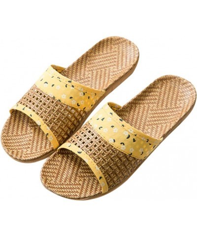 House Slippers Slippers Tatami Slippers Indoor Slippers Open Toe for Men Women 1 Pair Yellow $12.87 Slippers