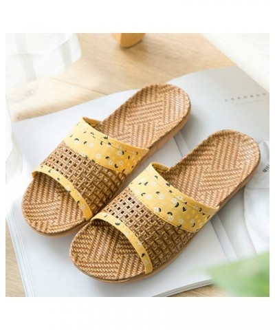 House Slippers Slippers Tatami Slippers Indoor Slippers Open Toe for Men Women 1 Pair Yellow $12.87 Slippers