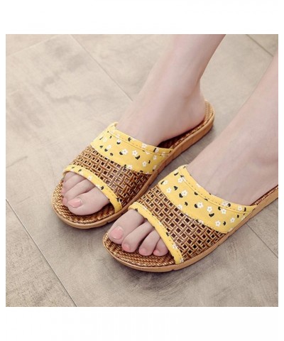 House Slippers Slippers Tatami Slippers Indoor Slippers Open Toe for Men Women 1 Pair Yellow $12.87 Slippers