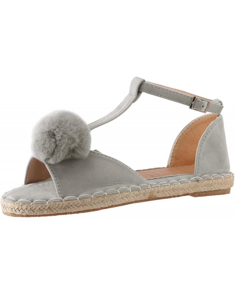 Wedge Sandals for Women Shoes Ladies Shoes Fashion Flat Fish Toe Sandals Espadrille Flat Plus Size Sandals (Grey, 6.5) 8 Grey...