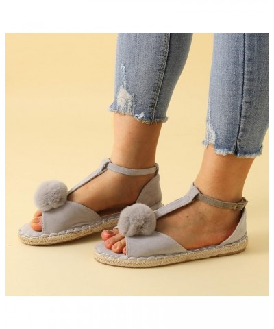 Wedge Sandals for Women Shoes Ladies Shoes Fashion Flat Fish Toe Sandals Espadrille Flat Plus Size Sandals (Grey, 6.5) 8 Grey...