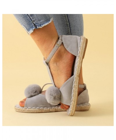 Wedge Sandals for Women Shoes Ladies Shoes Fashion Flat Fish Toe Sandals Espadrille Flat Plus Size Sandals (Grey, 6.5) 8 Grey...