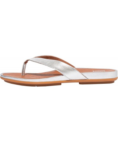 Women's Gracie Leather FLIP-Flops 6 Silver $47.07 Sandals