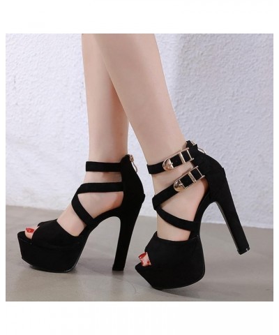 Women High Stiletto Heel Sandals Comfortable Peep Toe Dress Formal Sandals with Zipper Cross Strap Black Black $34.59 Sandals