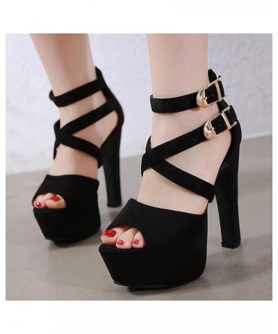 Women High Stiletto Heel Sandals Comfortable Peep Toe Dress Formal Sandals with Zipper Cross Strap Black Black $34.59 Sandals