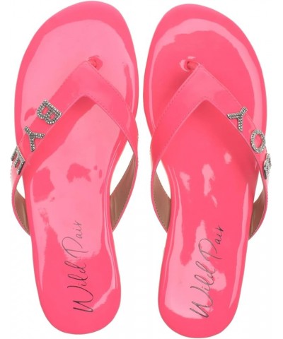 Womens Fantasia Patent Embellished Flat Sandals Hot Pink Patent $12.98 Sandals