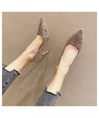 Woman Formal Pointed Toe Stiletto Pumps Dressy Mid Heels Pull-ons Ladies Office Solid Color Career Pump Shoes Black and Champ...