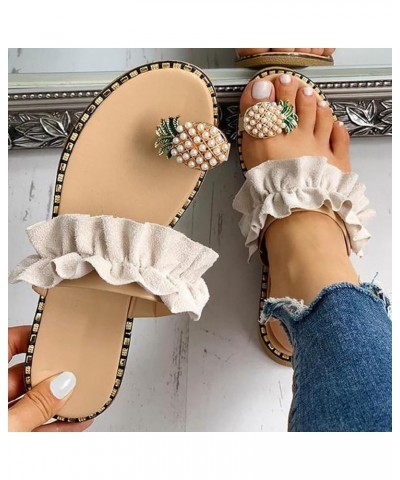 Womens Low Wedge Sandals Elastic Band Ankle Strap Comfort Heels Beach Summer Casual Walking Shoes 3-htrns-beige6 $14.29 Slippers