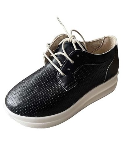 Women's Arch Support Cushion Sneakers Breathable Mesh Lace up Platform Ladies Shoes Causal Non Slip Walking (Black, 10) 8 Bla...