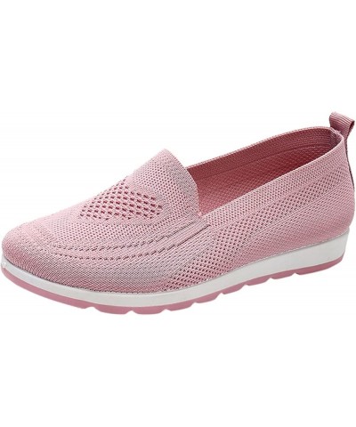 Ladies Fly Woven Mesh Breathable Soft Sole Casual Shoes Shallow Mouth Single Shoes，Solid Color Slip On Walking Shoes Indoor O...