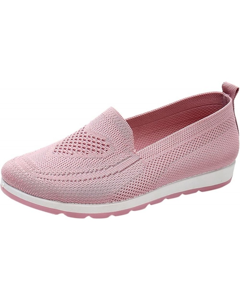 Ladies Fly Woven Mesh Breathable Soft Sole Casual Shoes Shallow Mouth Single Shoes，Solid Color Slip On Walking Shoes Indoor O...