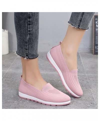 Ladies Fly Woven Mesh Breathable Soft Sole Casual Shoes Shallow Mouth Single Shoes，Solid Color Slip On Walking Shoes Indoor O...