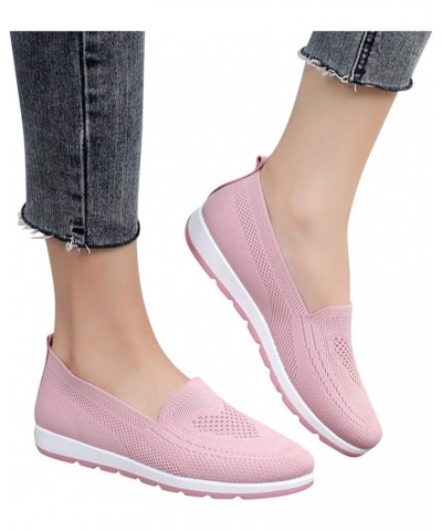 Ladies Fly Woven Mesh Breathable Soft Sole Casual Shoes Shallow Mouth Single Shoes，Solid Color Slip On Walking Shoes Indoor O...